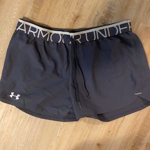 Under Armour Black Athletic Shorts with Gray Waistband